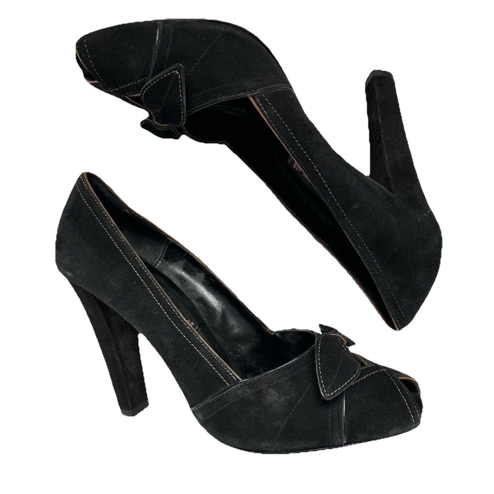 Steve Madden 4” Heel Women’s 8 Black Peep Toe Goth Vamp Dark Romantic Academia